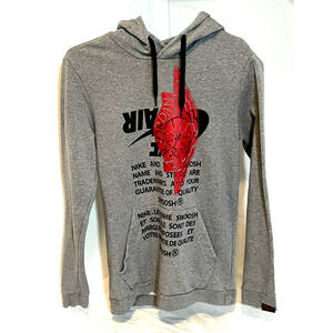 Nike Air Jordan Wings Swoosh Gray Pullover Hoodie Hooded Sweatshirt Mens Small S